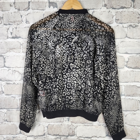 Juicy Couture Viva Luxe Zip Front Jacket Sheer Leopard Print Black Size XS - Picture 11 of 12